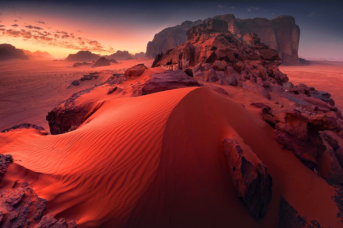 Film fixers in Jordan and line producer Jordan for Petra, Wadi Rum and Amman shoots, with Wadi Rum at sunset.