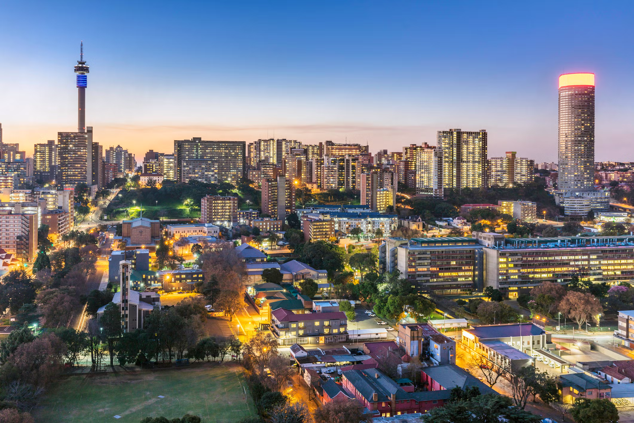 City view of Johannesburg skyline, Gauteng province contemporary urban film location register